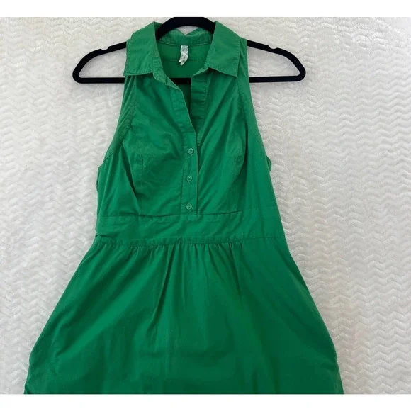 Anthropologie Maeve Kelly Green Fountain of Youth Sleeveless Shirt Dress Women 8 - Picture 3 of 16